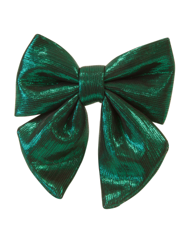 Nœud en tissu métallisé vert foncé 15 cm