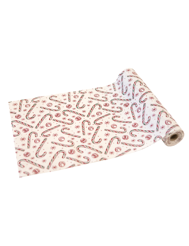 Chemin de table en toile sucre d'orge et paillettes 3m décoration de Noël