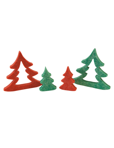 8 sapins en feutrine vert et rouge 8 cm pour décoration de Noël