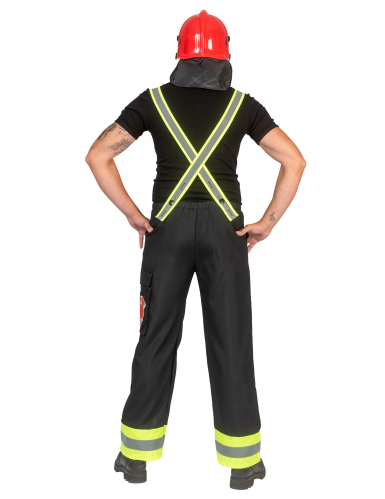 Pantalon de pompier noir avec bretelles homme