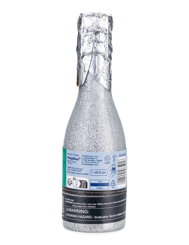 Canon à confettis champagne en papier métallisé argent 20,5 cm