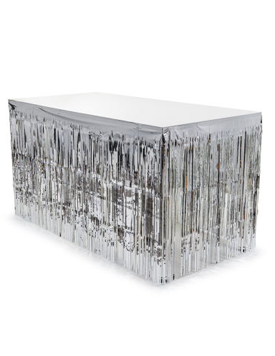 Jupe de table à franges argentées 300 x 80 cm