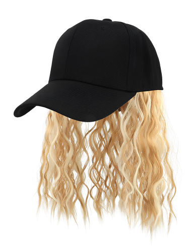 Casquette avec perruque blonde