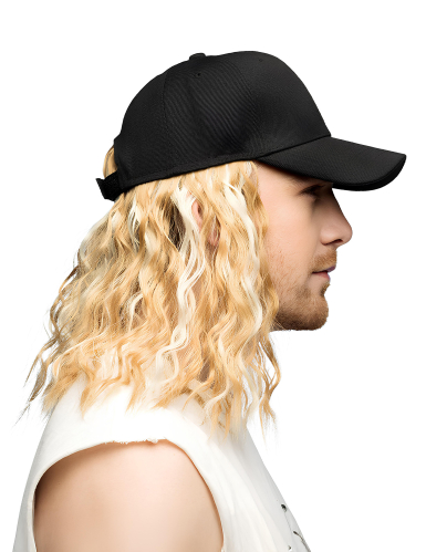 Casquette avec perruque blonde