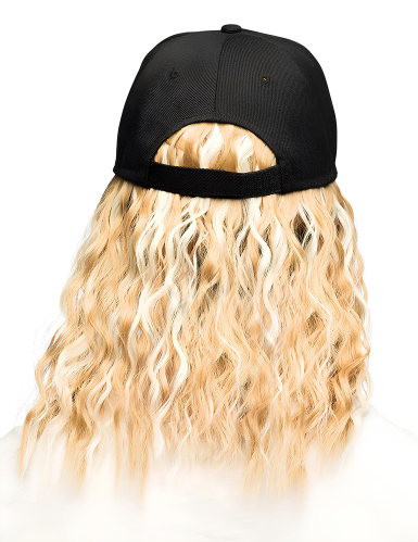 Casquette avec perruque blonde