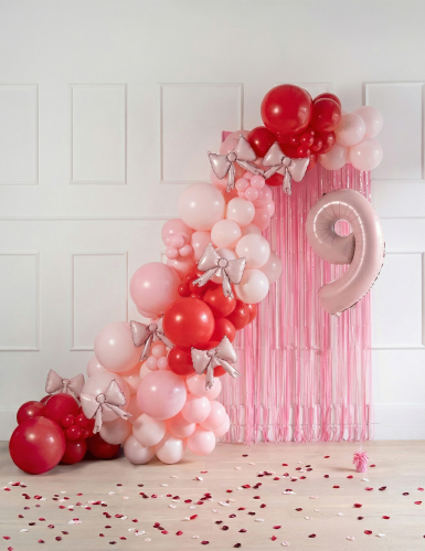 5 Ballons en aluminium nœuds roses pastel 25,5 x 25 cm