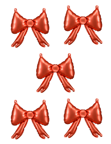 5 Ballons en aluminium nœuds rouges 25,5 x 25 cm