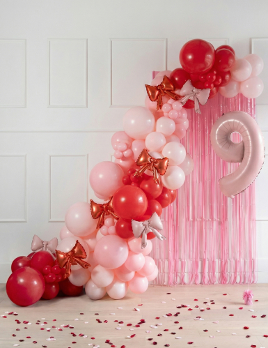 5 Ballons en aluminium nœuds rouges 25,5 x 25 cm