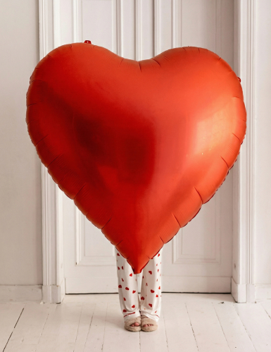 Ballon géant en aluminium cœur rouge XXL 1,36 x 1,29 m