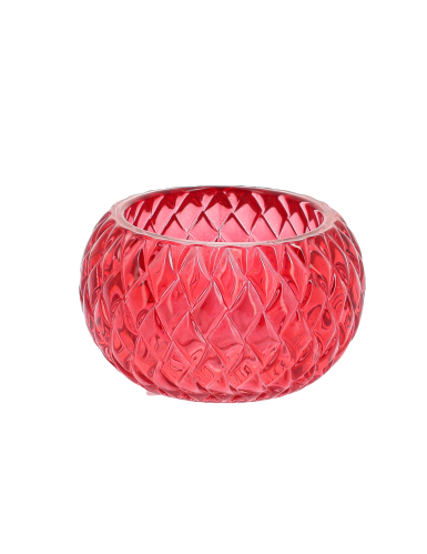 Bougeoir en verre rouge 7,5 x 4 cm