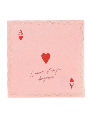 16 Serviettes en papier Dame de cœur 33 x 33 cm