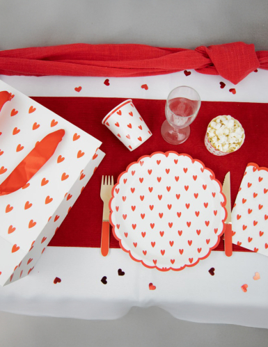 Sac en papier petits cœurs rouges 28 x 25 cm