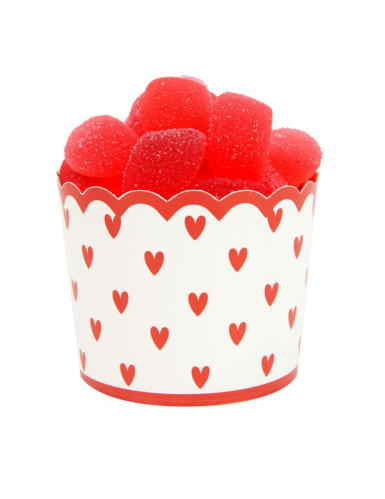 8 Petits pots en carton petits cœurs 6 x 7 cm