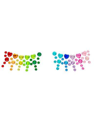 Strass adhésifs cœurs arc en ciel