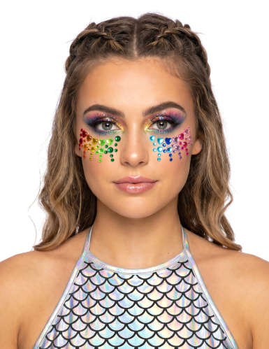 Strass adhésifs cœurs arc en ciel