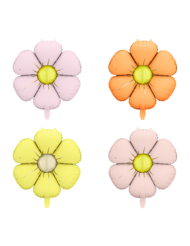 4 Ballons en aluminium Marguerite 65 cm