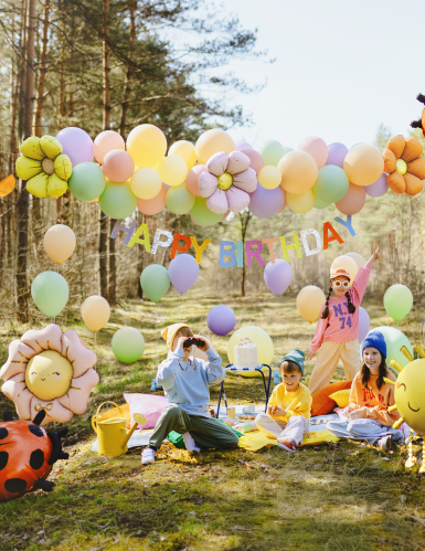 4 Ballons en aluminium Marguerite 65 cm