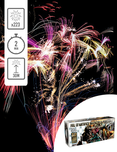 Feu d'artifice Portable® silencieux Champs-Elysées, 223 tirs 120 sec