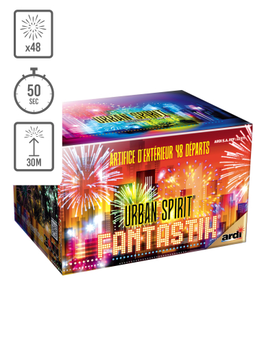 Feu d'artifice compact Urban® Spirit Fantastik®, 48 tirs, 50 secondes
