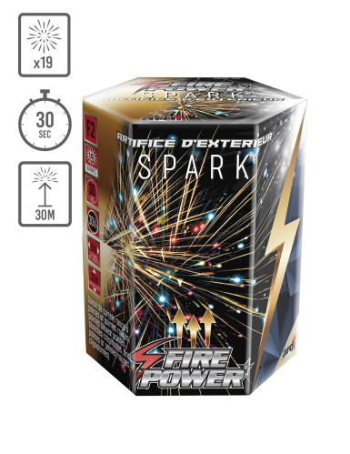 Feu d'artifice compact Fire Power® Spark®, 19 tirs, 30 secondes