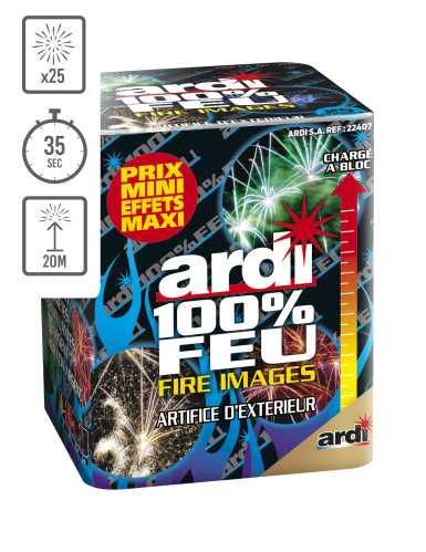 Feu d'artifice compact 100% feu Fire Images, 25 tirs 35 sec