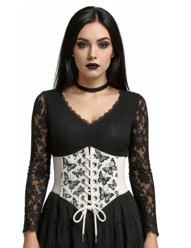 Corset élastique blanc motif papillon