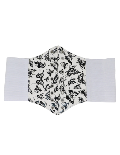 Corset élastique blanc motif papillon