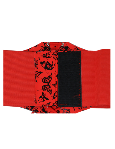 Corset élastique rouge motif papillon