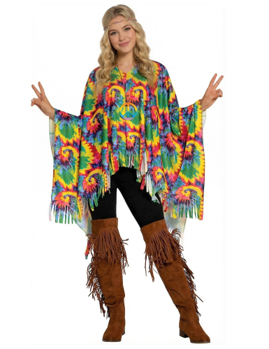Poncho tie and dye multicolore adulte
