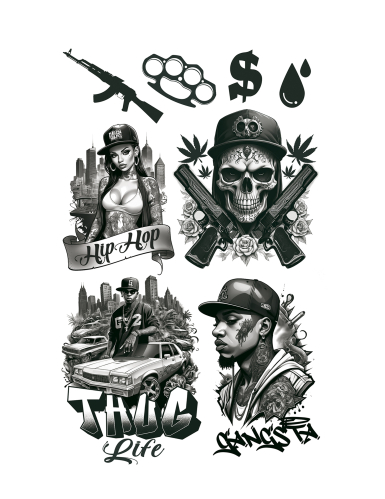 Tatouages thug life 14 x 30 cm