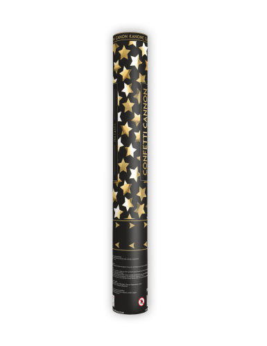 Canon à confettis étoiles métallisées dorées 40 cm