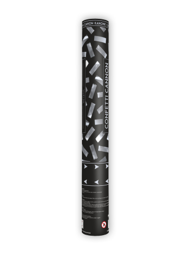 Canon à confettis bandes métalliques argentées 40 cm