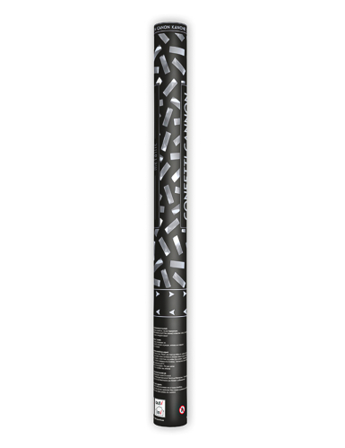 Canon à confettis bandes métalliques argentées 60 cm