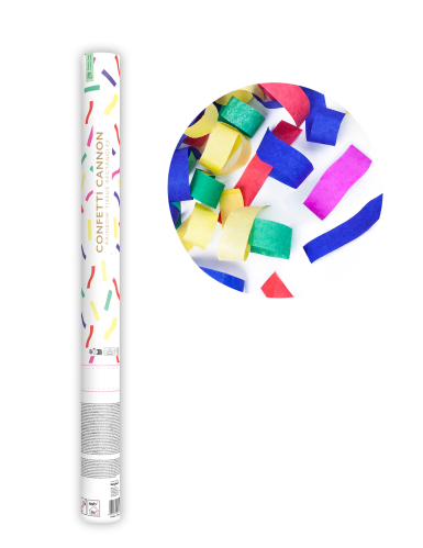 Canon à confettis en papier bandes multicolores 60 cm