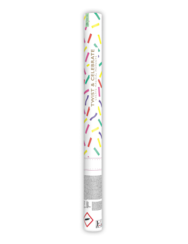 Canon à confettis en papier bandes multicolores 60 cm