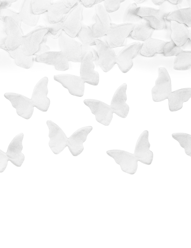 Canon à confettis papillons blancs 20 cm
