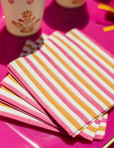 20 Petites serviettes à cocktail en papier Pink Limonade 24 x 24 cm