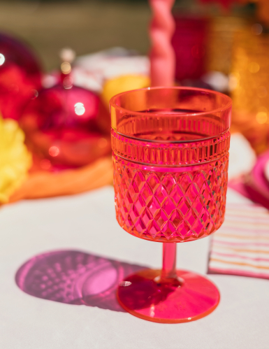 Verre à pied plastique rose framboise 270 ml