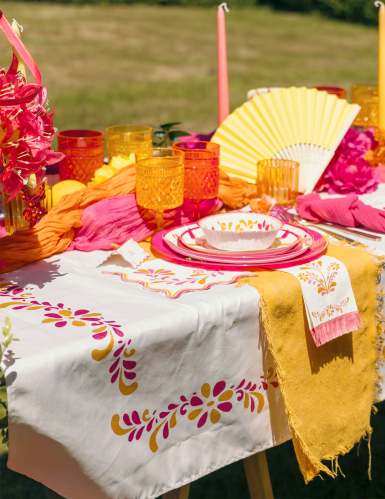 6 Assiettes réutilisables en plastique rose et or 26,5 cm