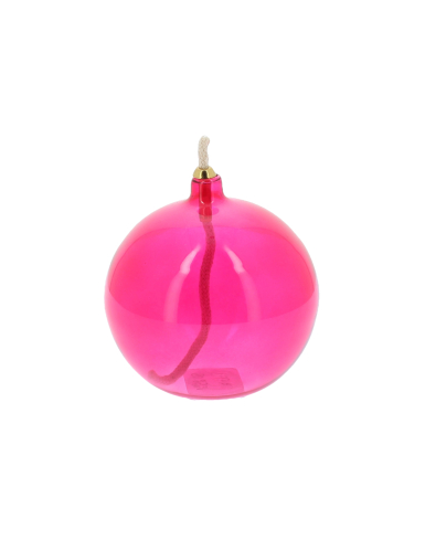 Lampe à huile en verre rose 10 cm