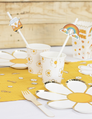 10 Pailles en carton Hippie Party 19.7 cm