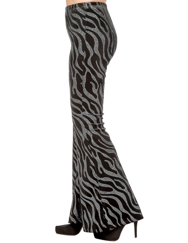 Pantalon avec vagues à paillettes argentées femme