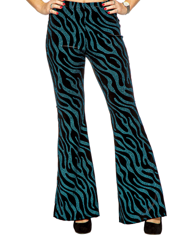 Pantalon avec vagues à paillettes bleues femme