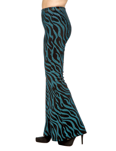 Pantalon avec vagues à paillettes bleues femme