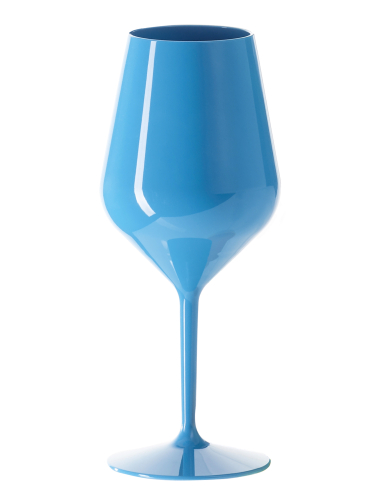 Verre à vin sur pied plastique bleu 47 cl