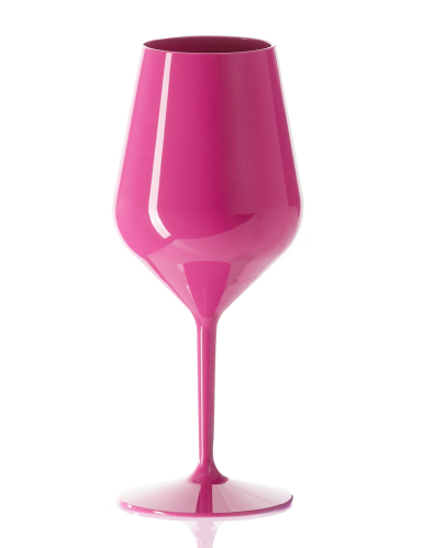 Verre à vin sur pied plastique fuchsia 47 cl