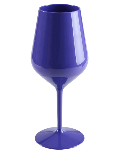 Verre à vin sur pied plastique bleu foncé 47 cl