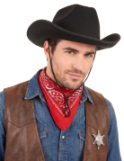 Chapeau cowboy noir adulte avec cordelette