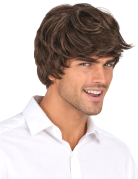 Perruque courte brune années 2010 homme