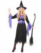 Déguisement sorcière violette avec chapeau femme Halloween